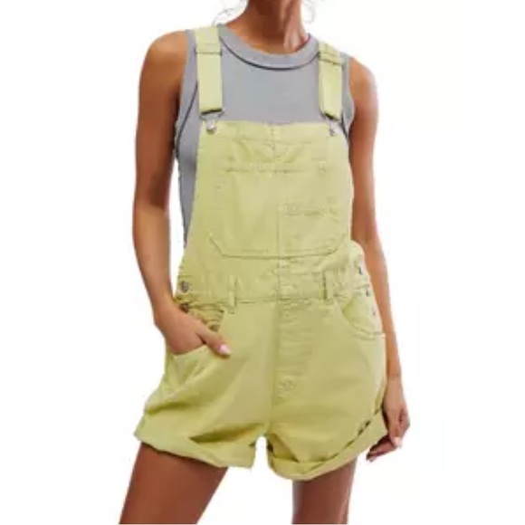 Lime Ziggy Shorteralls from Free People. - Picture 3 of 3